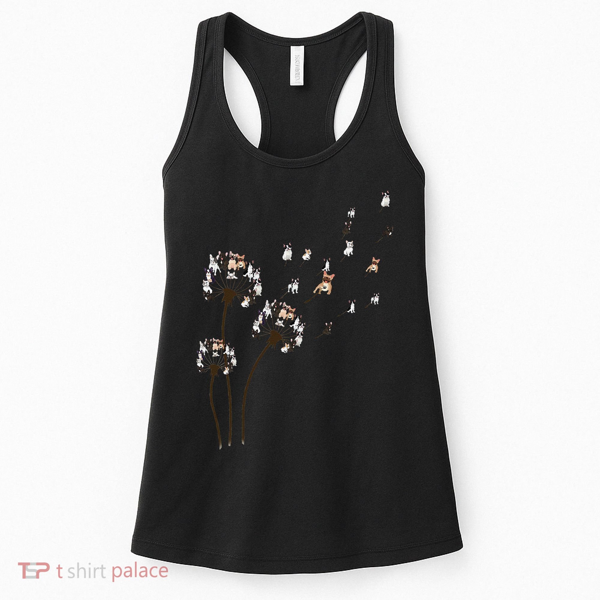 French Bulldog Flower Fly Dandelion Funny Dog Lovers Women's Tank Top
