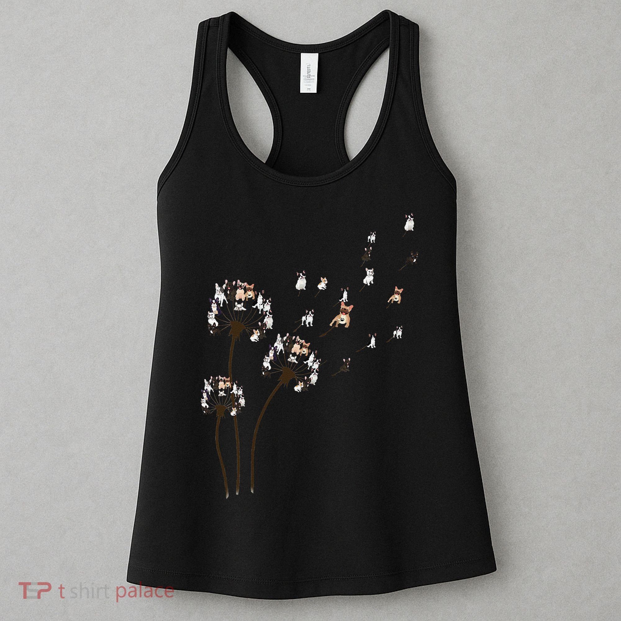 French Bulldog Flower Fly Dandelion Funny Dog Lovers Women's Tank Top