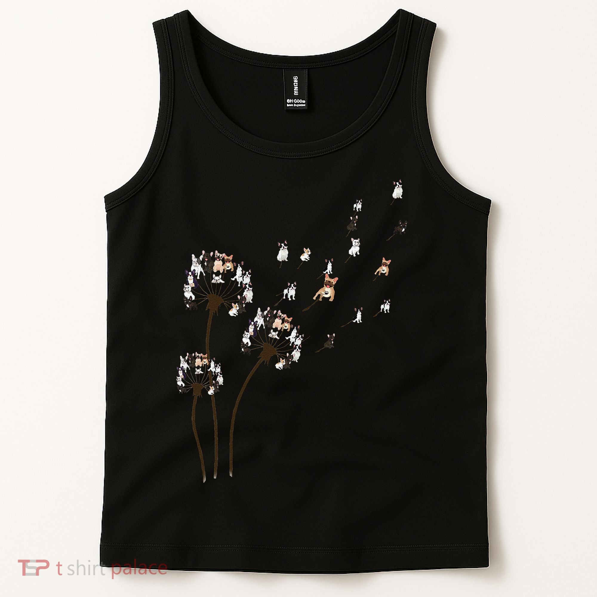 French Bulldog Flower Fly Dandelion Funny Dog Lovers Tank Top