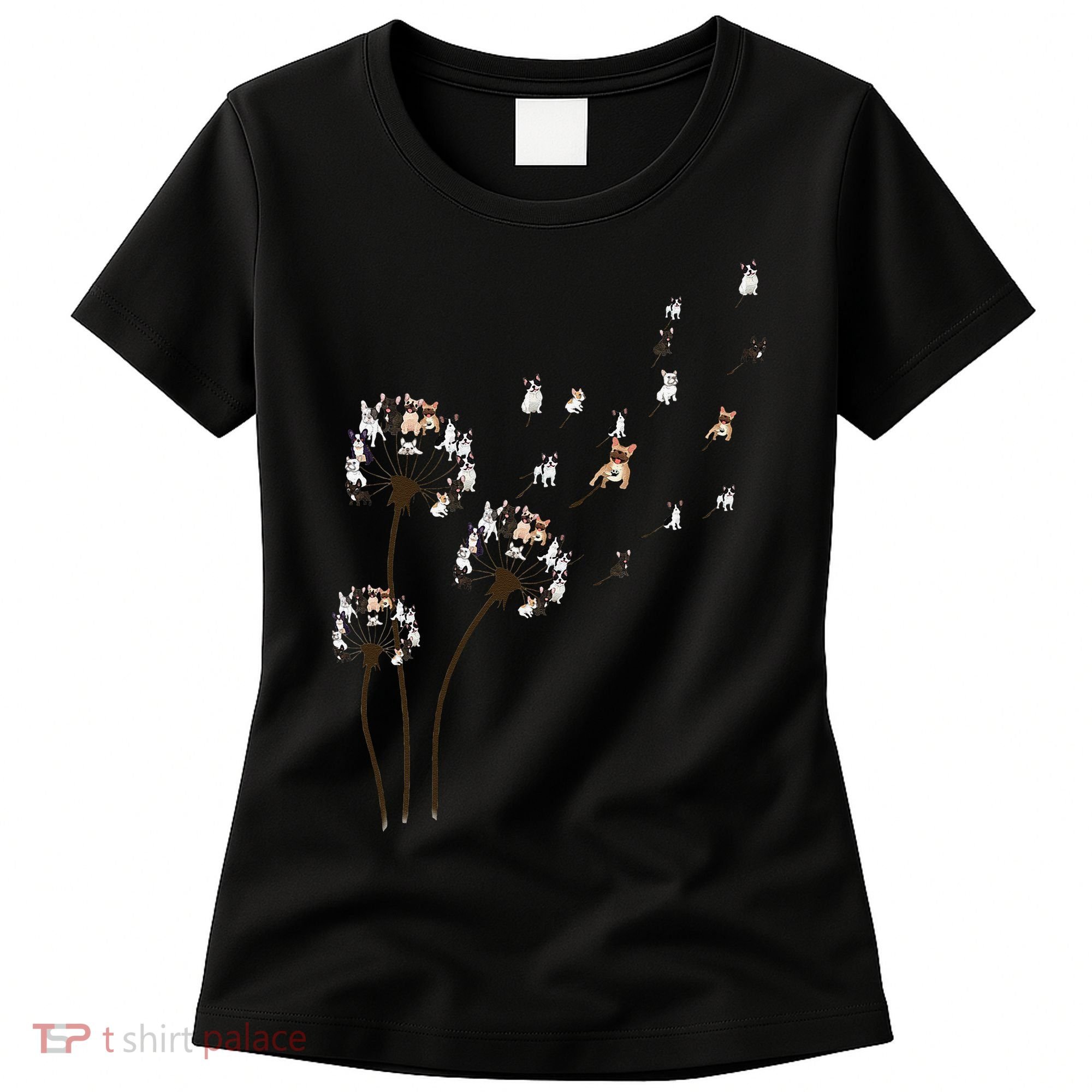 French Bulldog Flower Fly Dandelion Funny Dog Lovers Women's T-Shirt