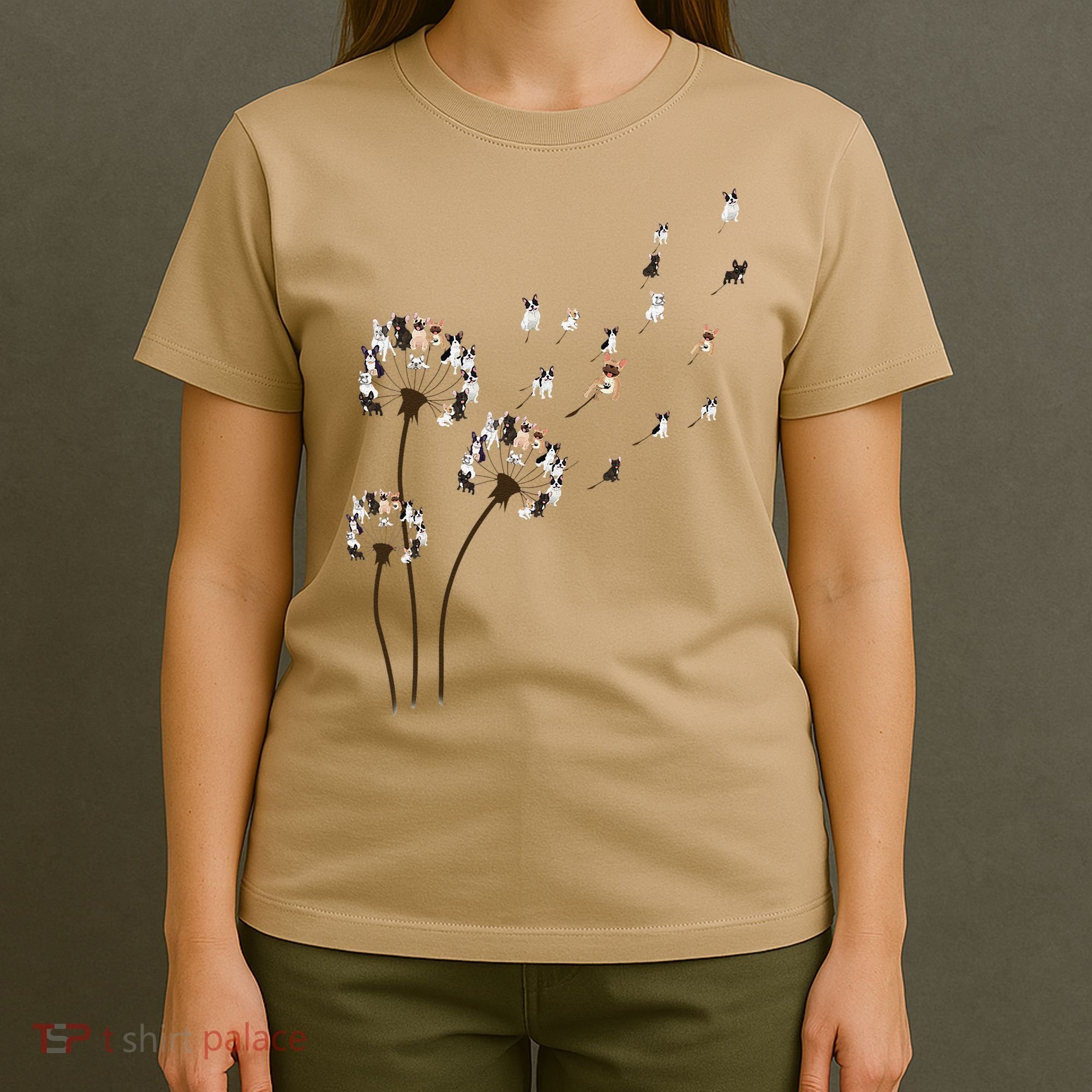 French Bulldog Flower Fly Dandelion Funny Dog Lovers T-Shirt