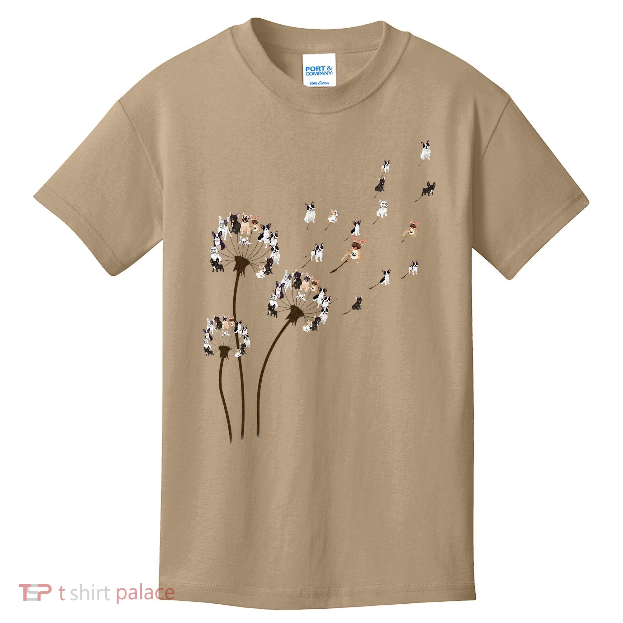 French Bulldog Flower Fly Dandelion Funny Dog Lovers Kids T-Shirt