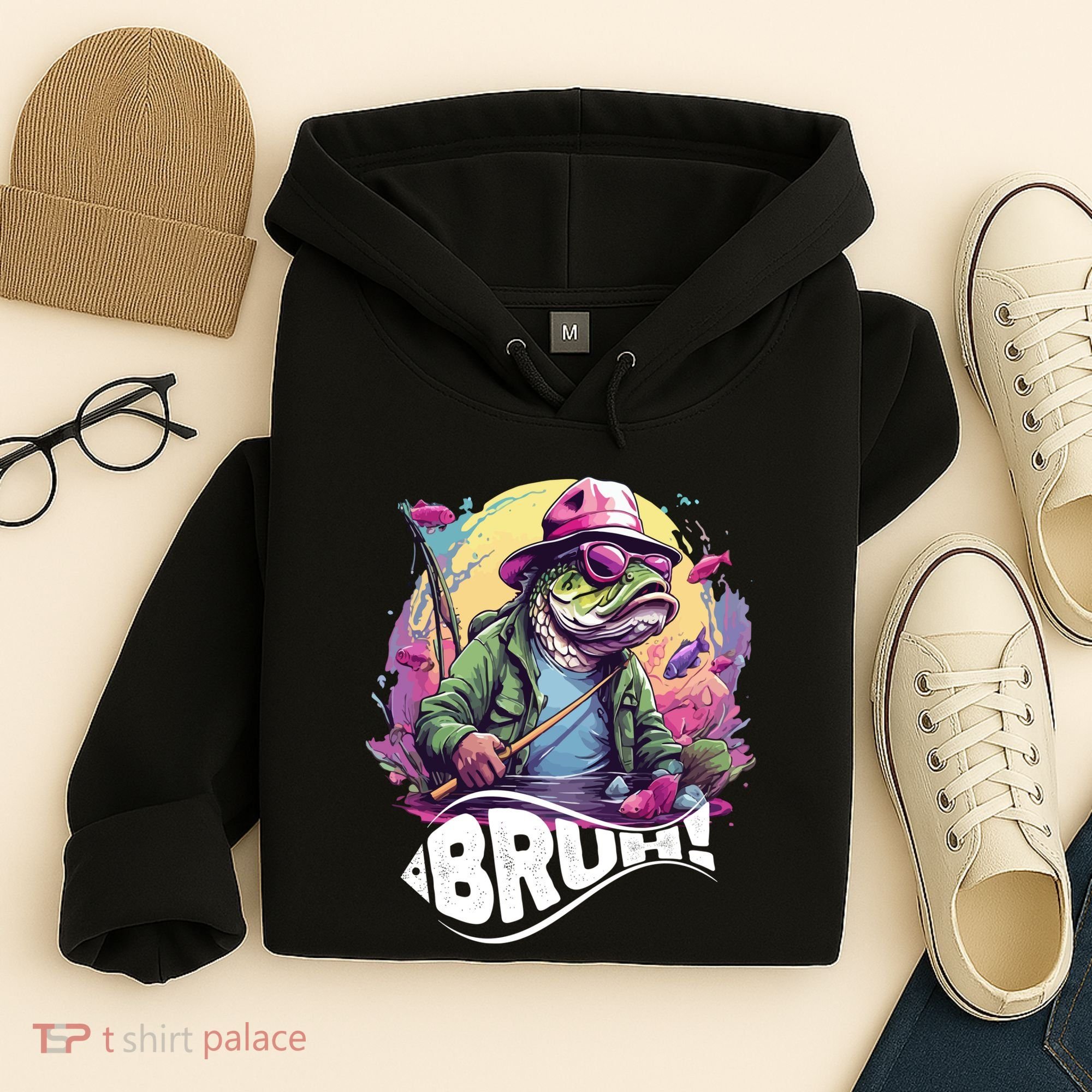 Funny Bass Fishing Bruh Hoodie