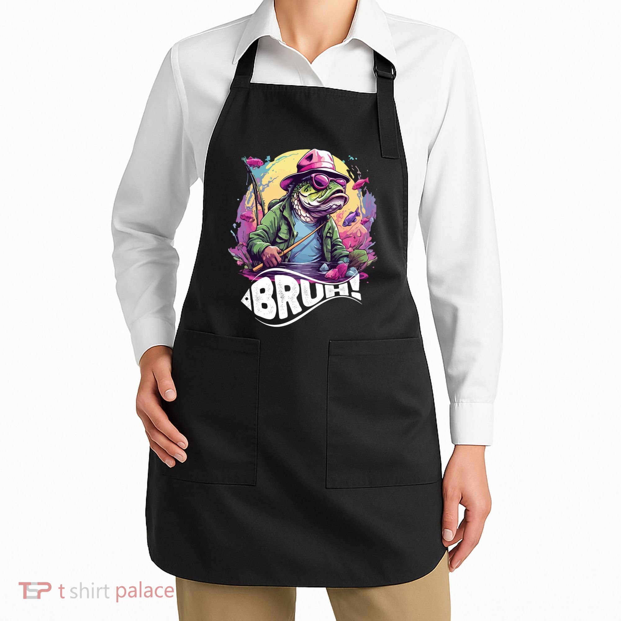 Funny Bass Fishing Bruh Apron
