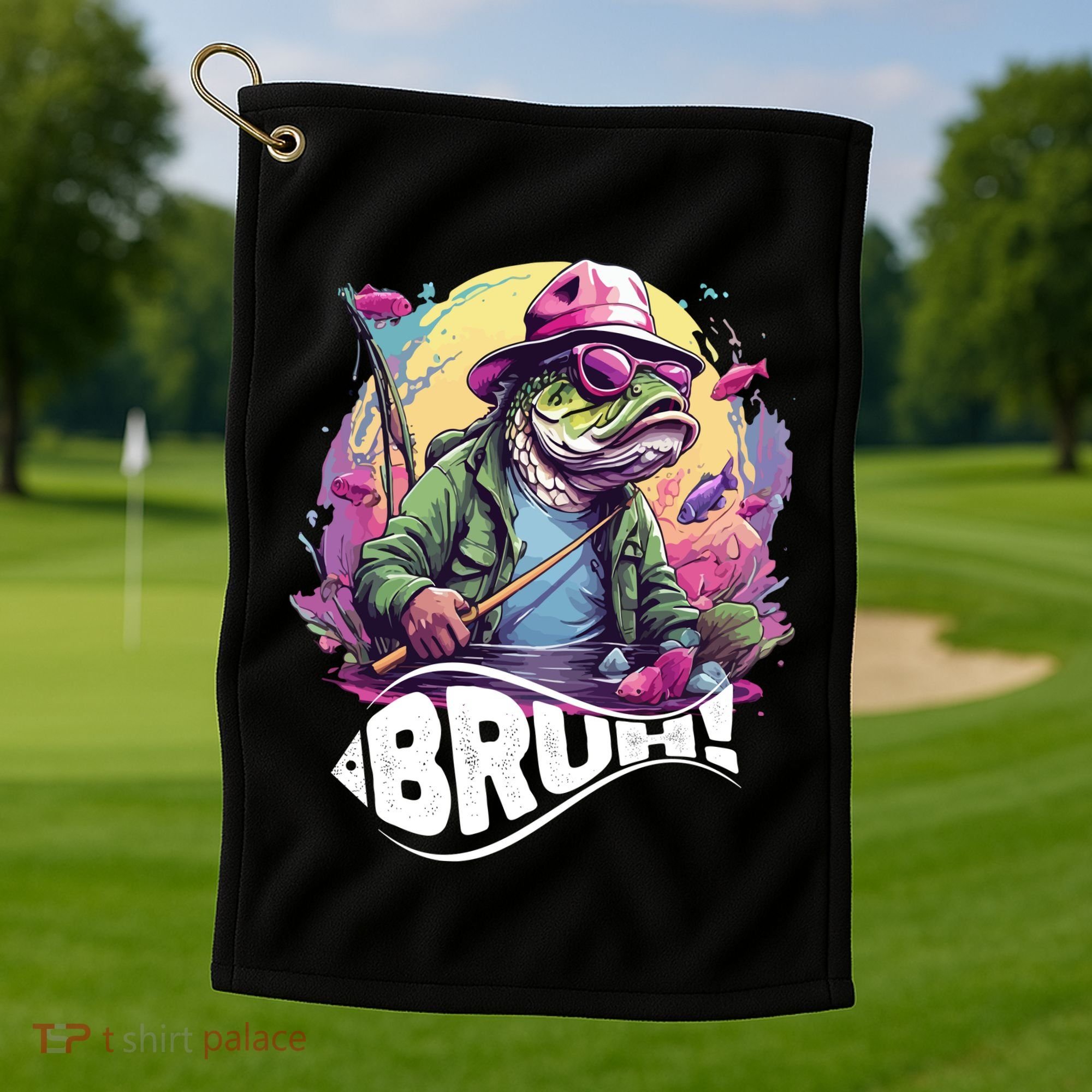 Funny Bass Fishing Bruh Golf Towel