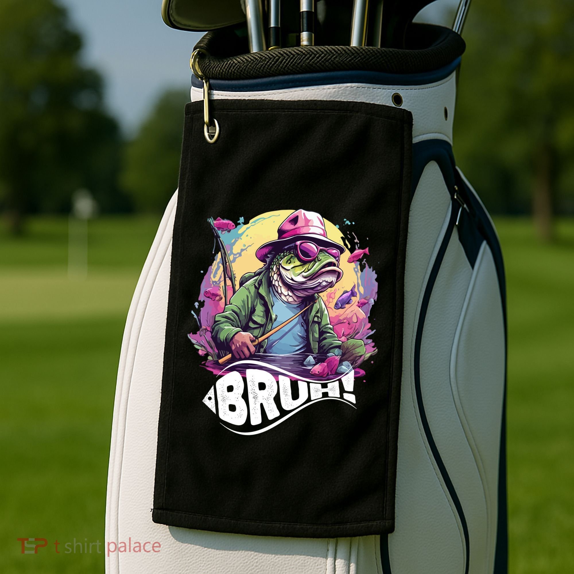 Funny Bass Fishing Bruh Golf Towel