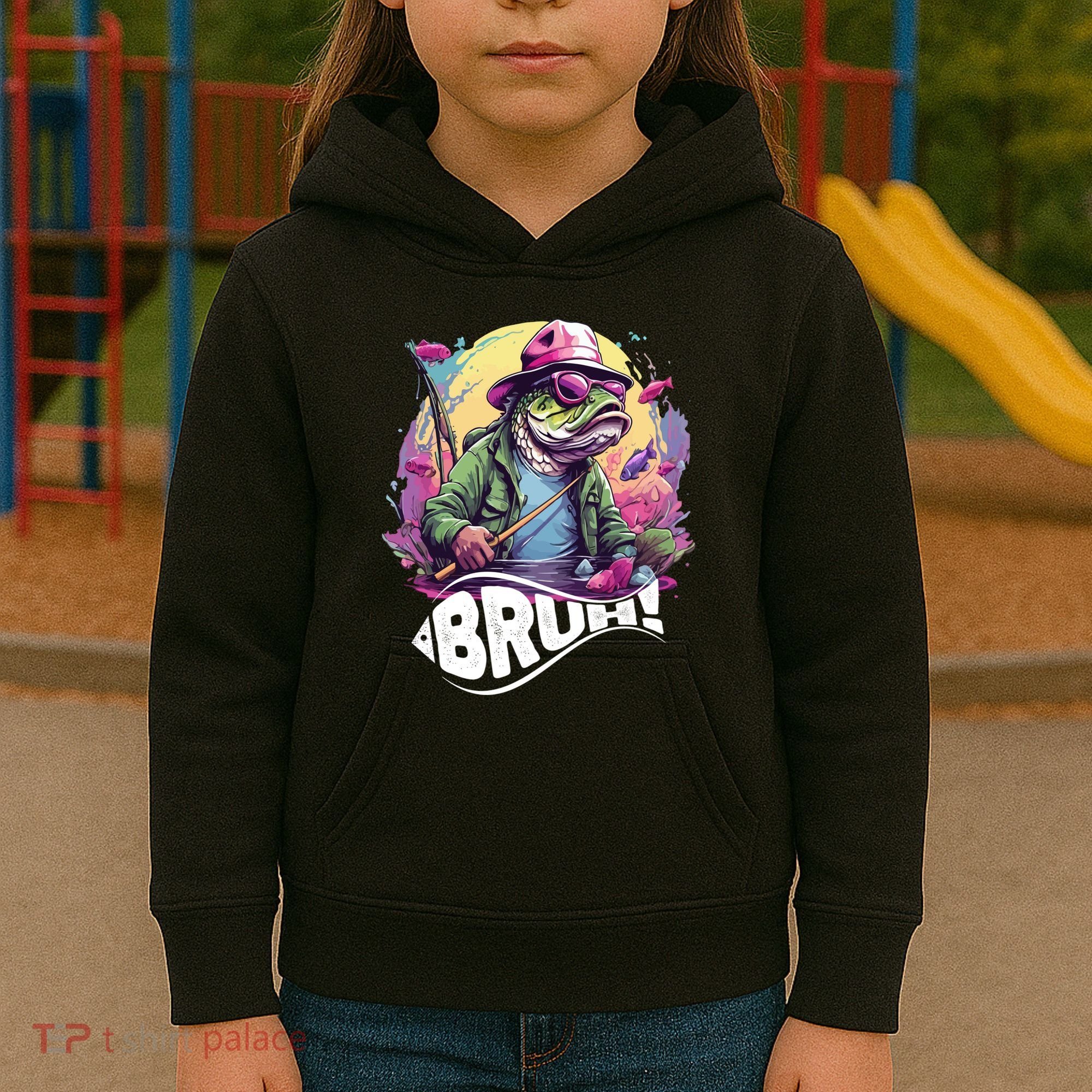 Funny Bass Fishing Bruh Kids Hoodie