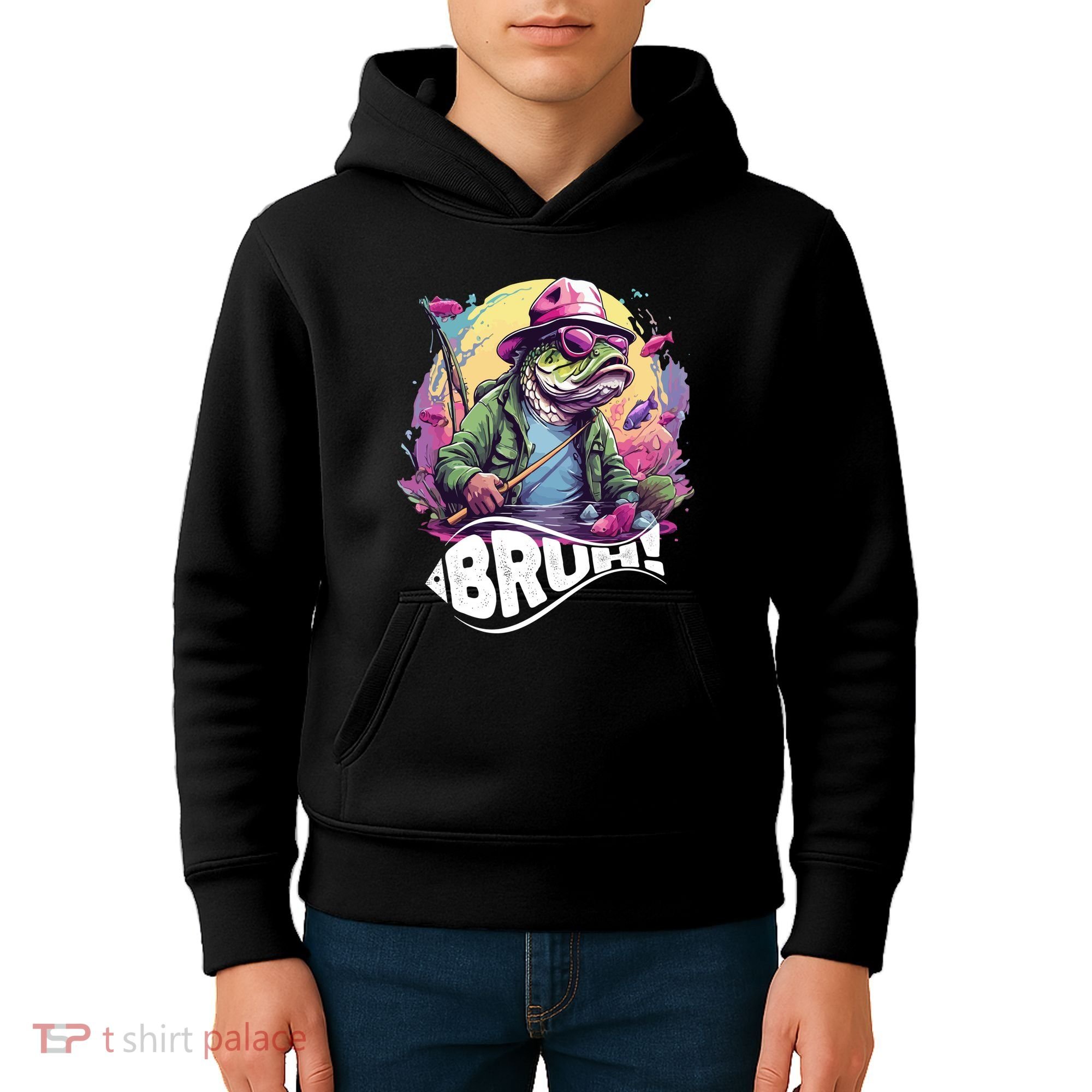 Funny Bass Fishing Bruh Kids Hoodie