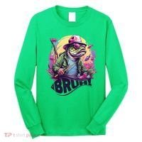 Funny Bass Fishing Bruh Long Sleeve Shirt thumb 0