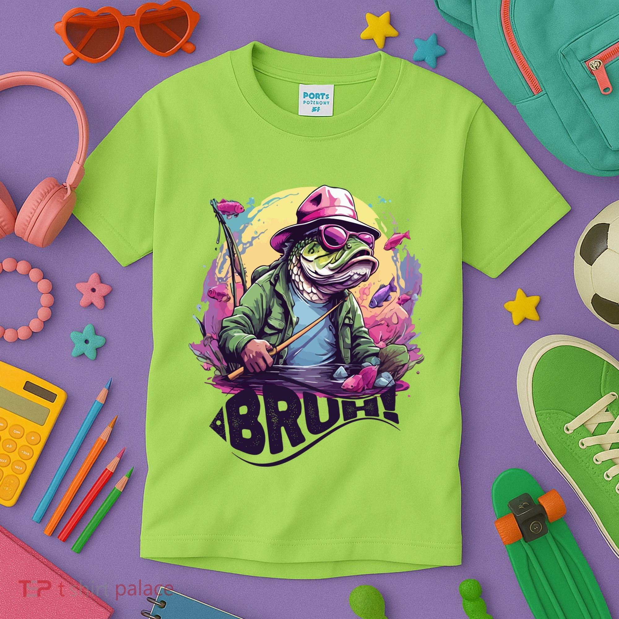 Funny Bass Fishing Bruh Kids T-Shirt