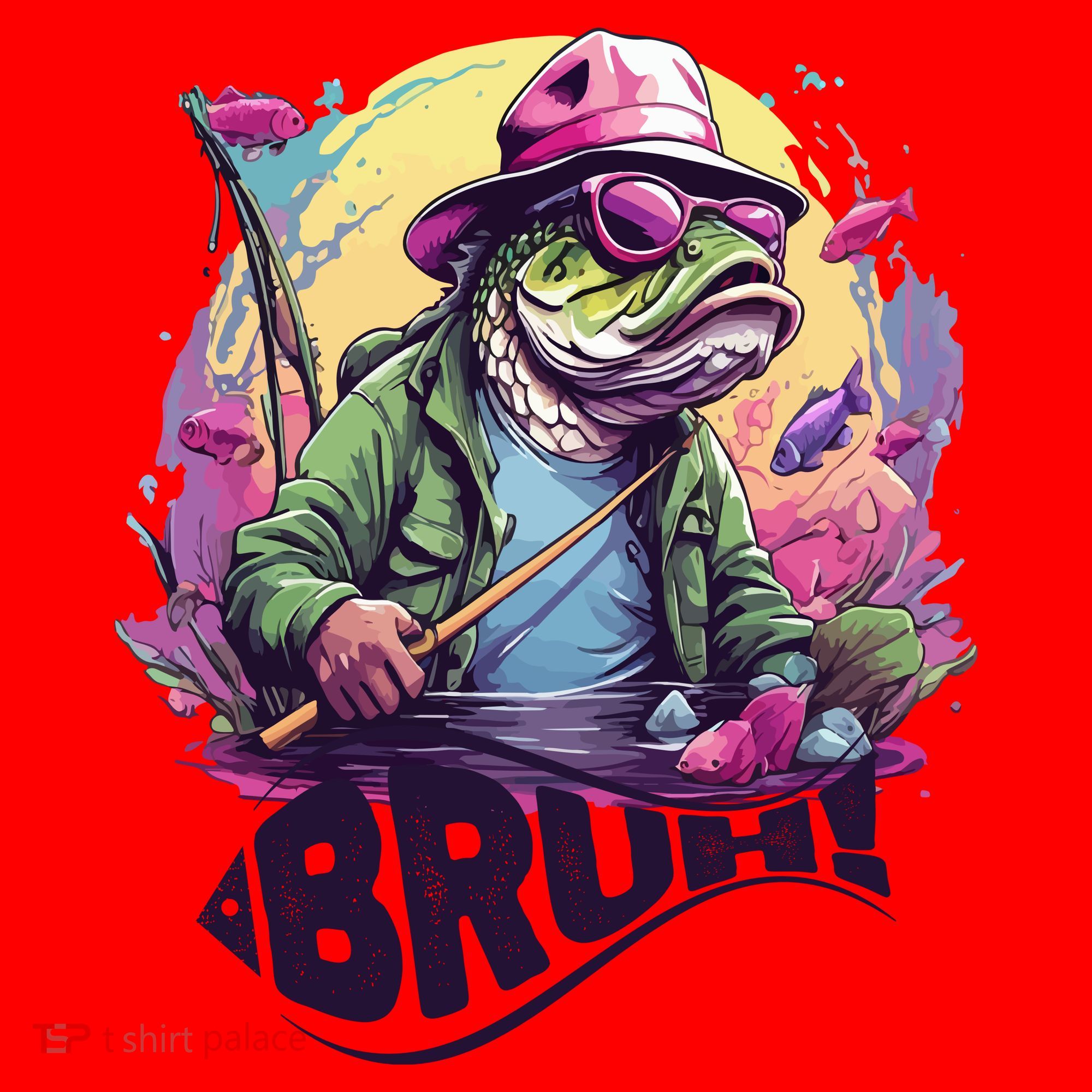 Funny Bass Fishing Bruh Santa Hat