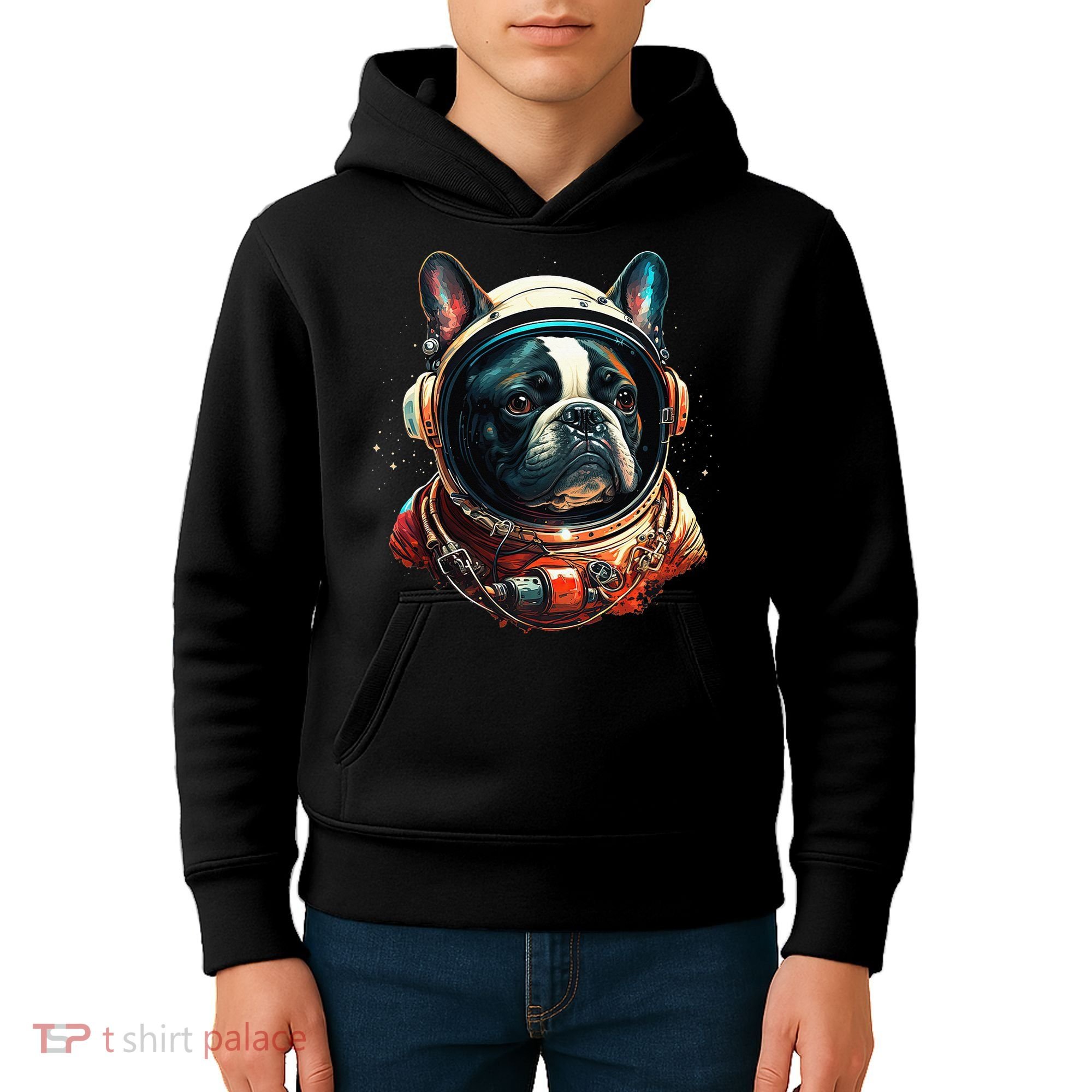 French Bulldog Frenchie Astronaut in the Space Kids Hoodie