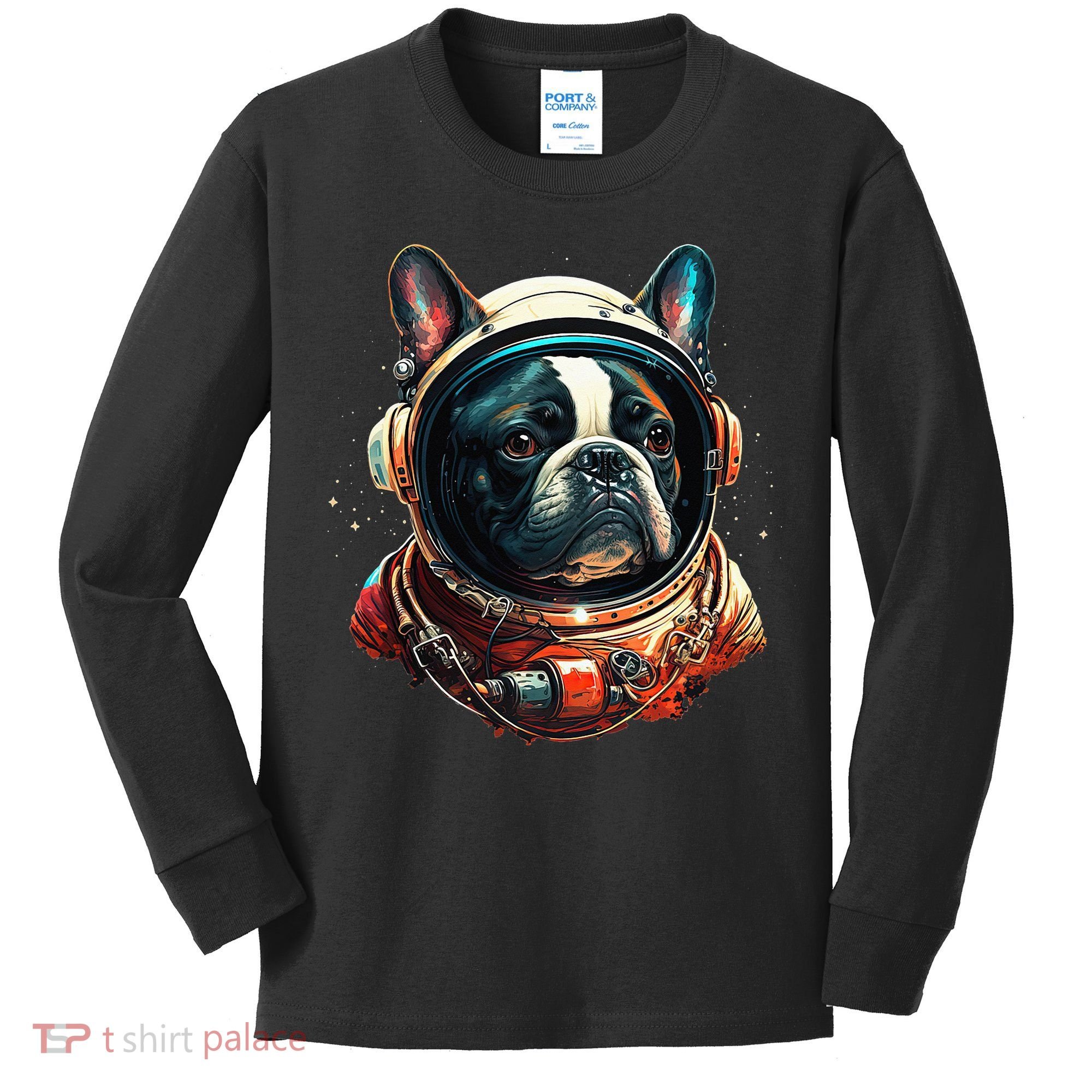 French Bulldog Frenchie Astronaut in the Space Kids Long Sleeve Shirt