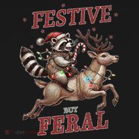 Festive But Feral Funny Christmas Raccoon Xmas Holiday Women's Tank Top thumb 5