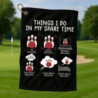 Funny Bowling For Men Golf Towel thumb 1
