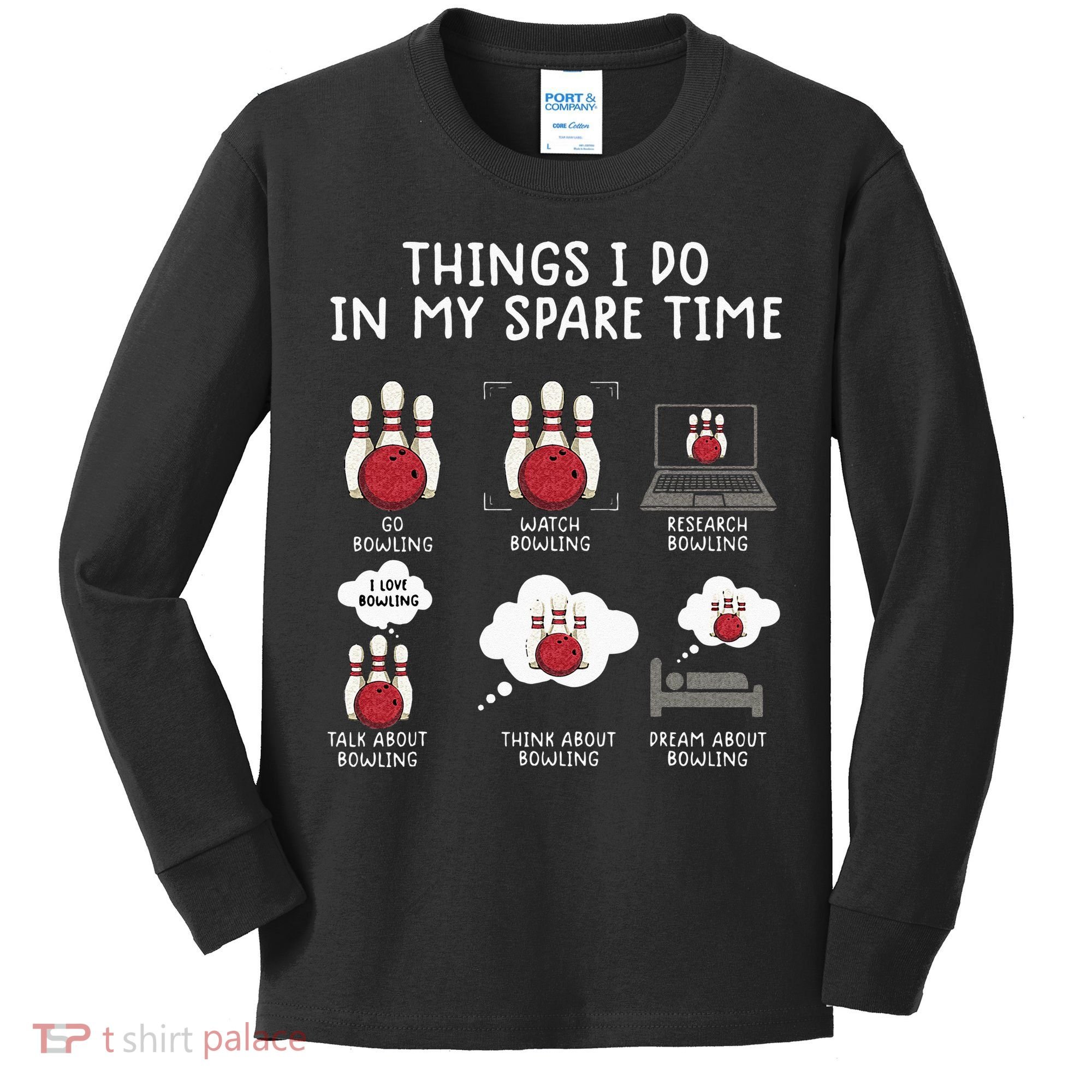 Funny Bowling For Men Kids Long Sleeve Shirt