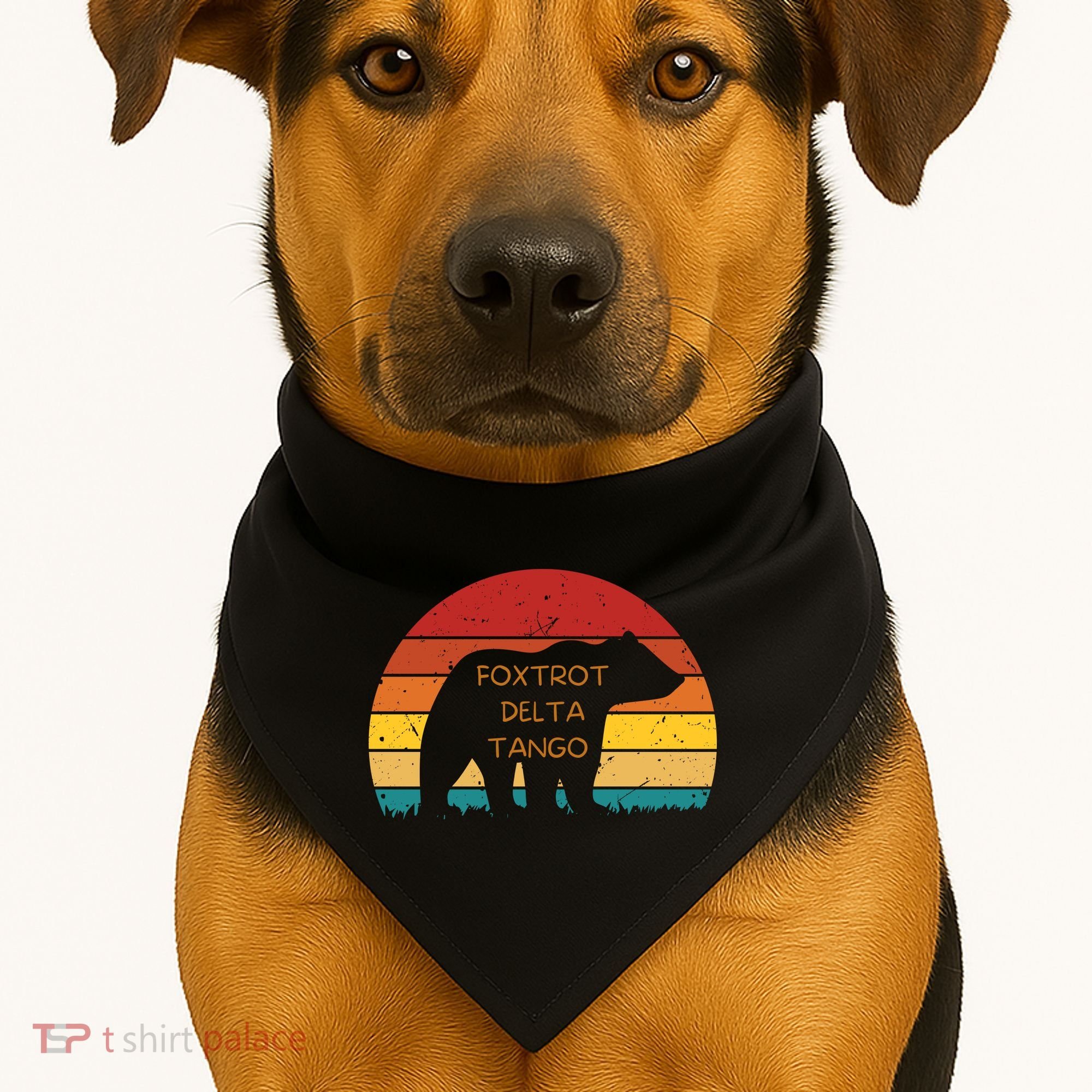 Funny Bear Foxtrot Delta Tango  USA-Made Doggie Bandana