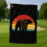 Funny Bear Foxtrot Delta Tango  Golf Towel thumb 1
