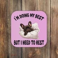 French Bulldog Frenchie Dog Pajamas Sleeping Napping Coaster thumb 0