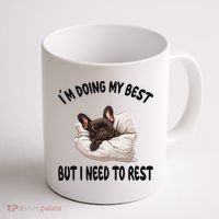 French Bulldog Frenchie Dog Pajamas Sleeping Napping Coffee Mug thumb 1
