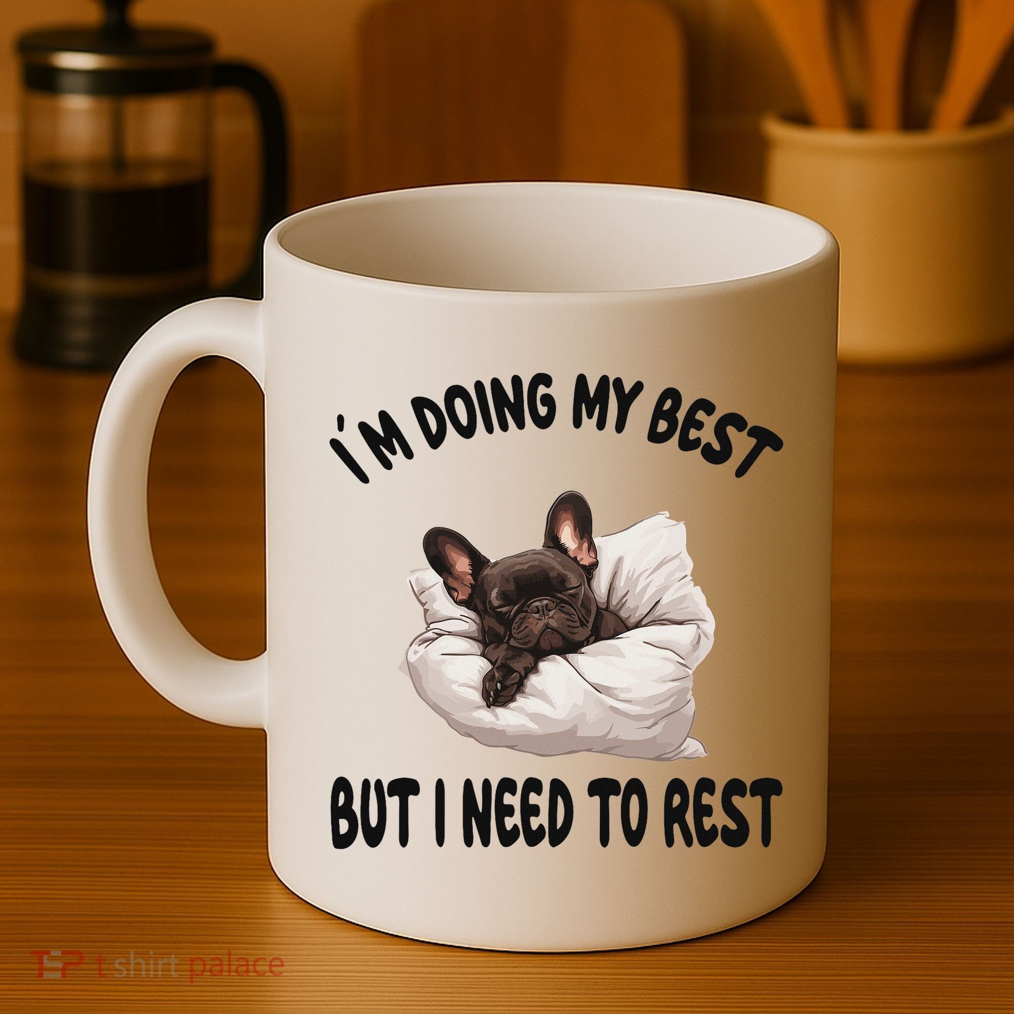 French Bulldog Frenchie Dog Pajamas Sleeping Napping Coffee Mug