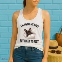 French Bulldog Frenchie Dog Pajamas Sleeping Napping Women's Tank Top thumb 2