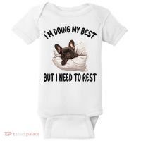 French Bulldog Frenchie Dog Pajamas Sleeping Napping Baby Bodysuit thumb 0