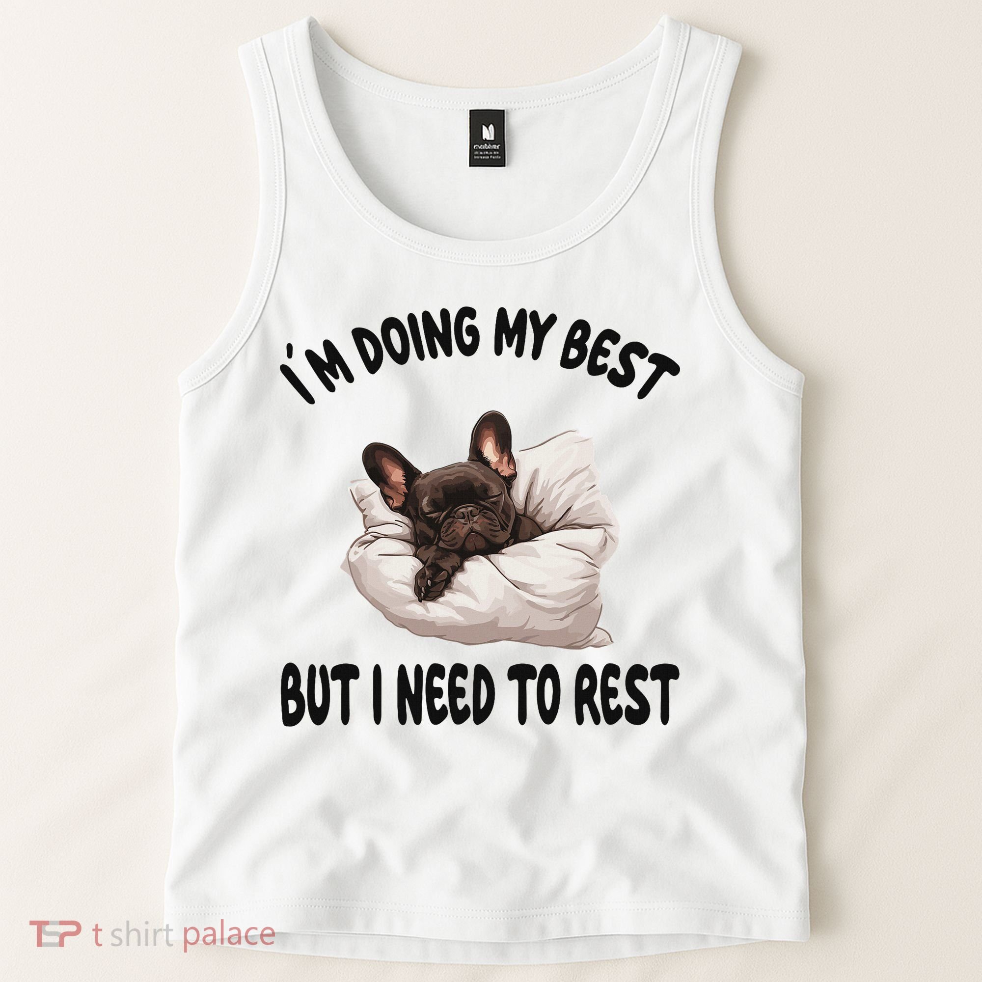 French Bulldog Frenchie Dog Pajamas Sleeping Napping Tank Top