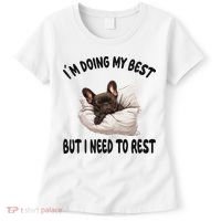 French Bulldog Frenchie Dog Pajamas Sleeping Napping Women's T-Shirt thumb 0