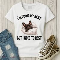 French Bulldog Frenchie Dog Pajamas Sleeping Napping Women's T-Shirt thumb 3