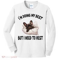 French Bulldog Frenchie Dog Pajamas Sleeping Napping Kids Long Sleeve Shirt thumb 0