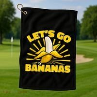 Funny Banana Fruit Lets Go Bananas Golf Towel thumb 1