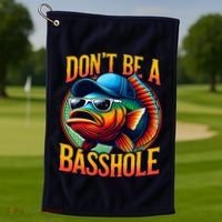 Funny Bass Fish Golf Towel thumb 1