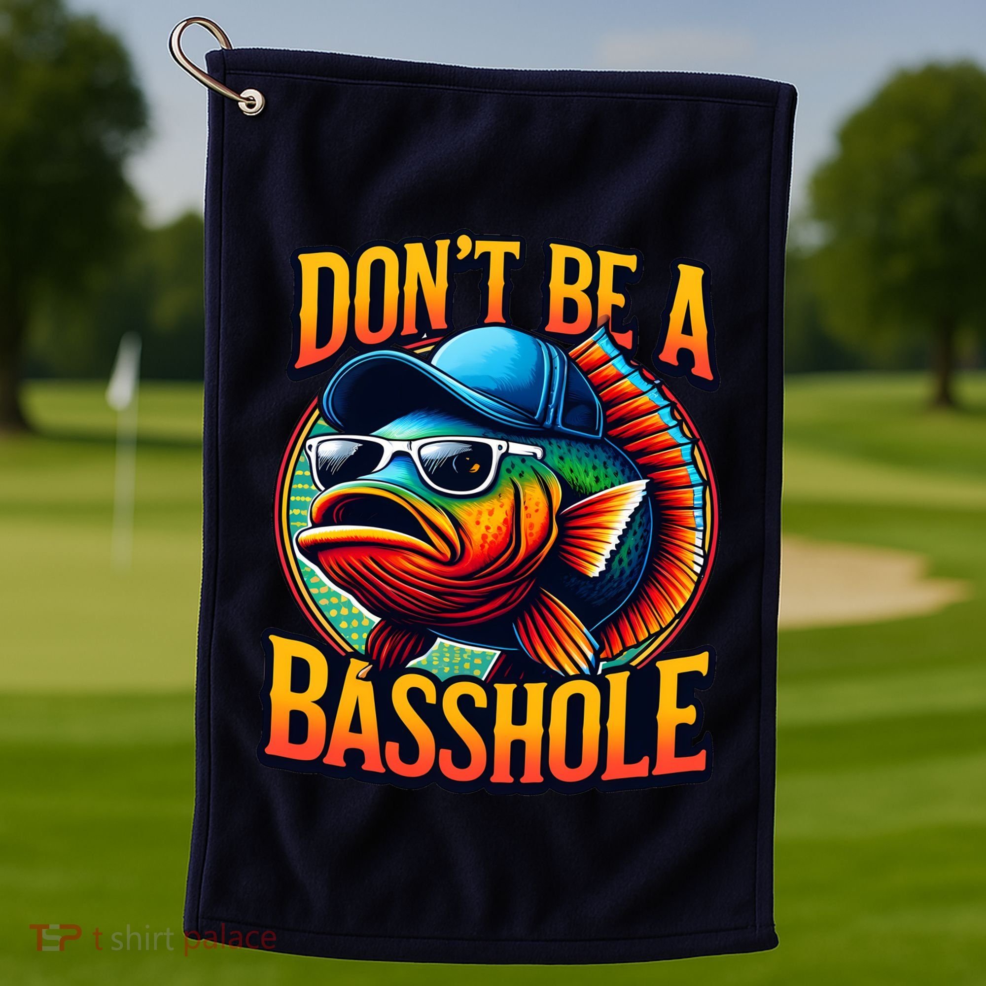 Funny Bass Fish Golf Towel