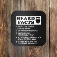 Funny Beard Facts Protects Ageing Makes Manly Bearded Dad Coaster thumb 0