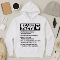 Funny Beard Facts Protects Ageing Makes Manly Bearded Dad Hoodie thumb 3