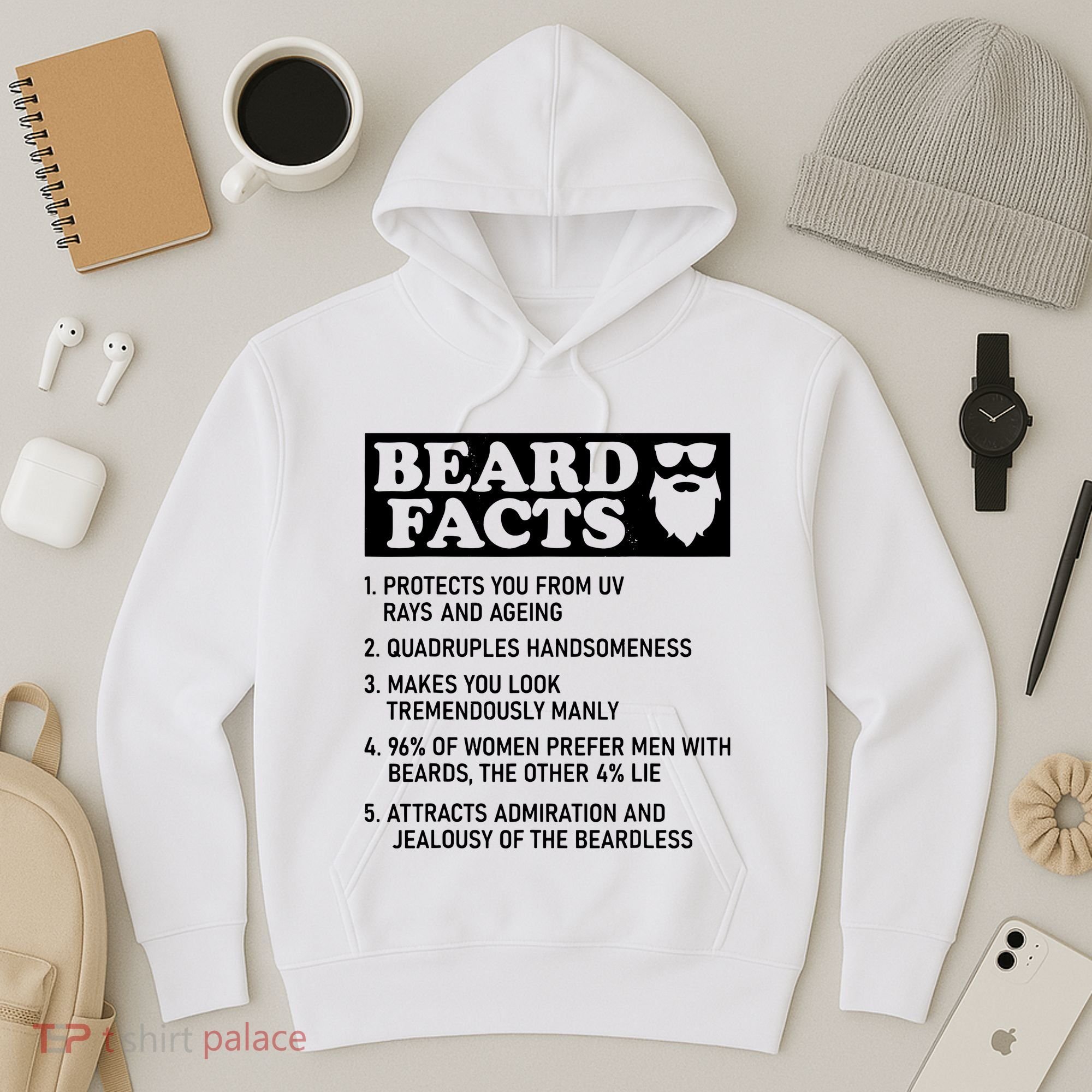 Funny Beard Facts Protects Ageing Makes Manly Bearded Dad Hoodie