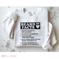Funny Beard Facts Protects Ageing Makes Manly Bearded Dad Sweatshirt thumb 2