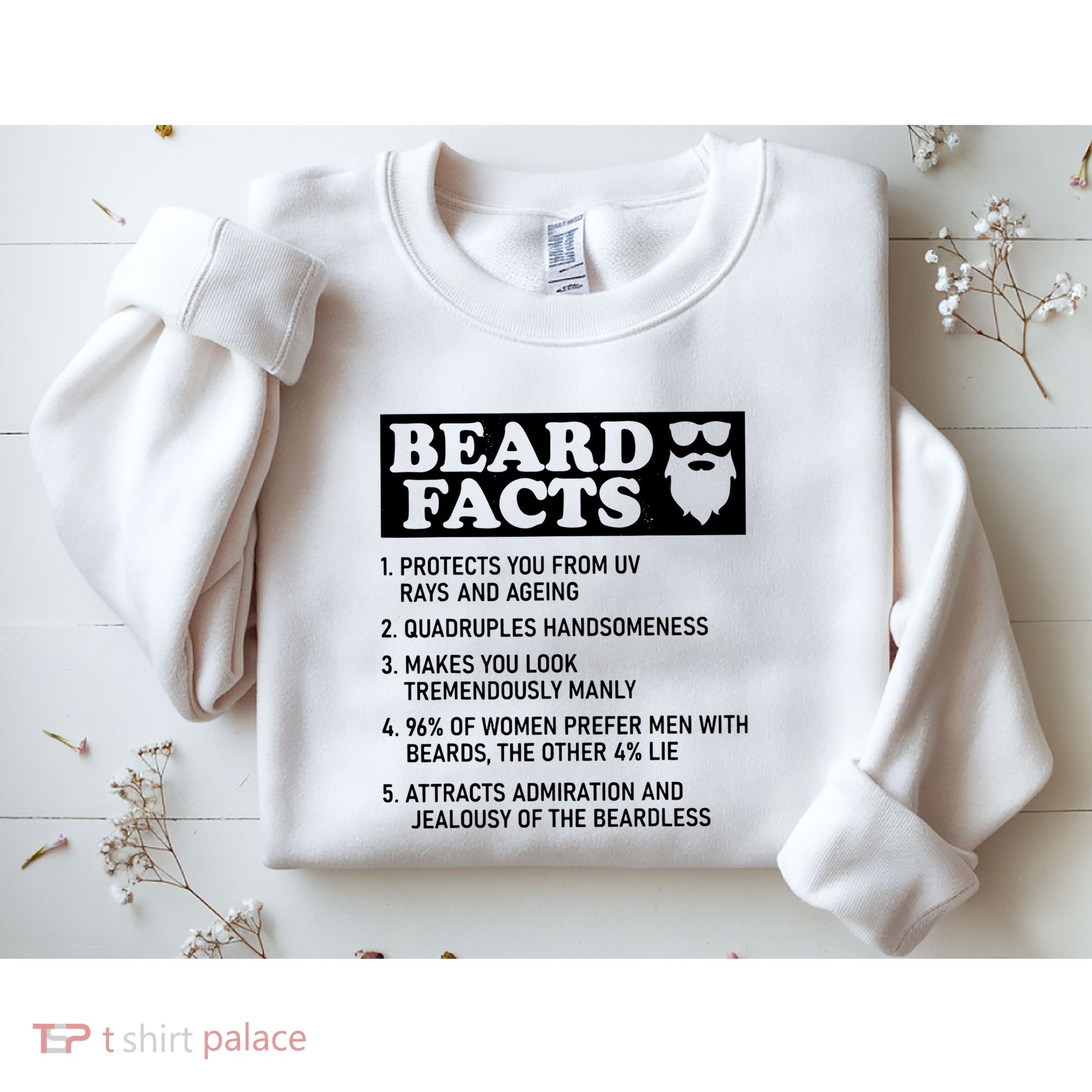 Funny Beard Facts Protects Ageing Makes Manly Bearded Dad Sweatshirt