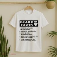 Funny Beard Facts Protects Ageing Makes Manly Bearded Dad T-Shirt thumb 2