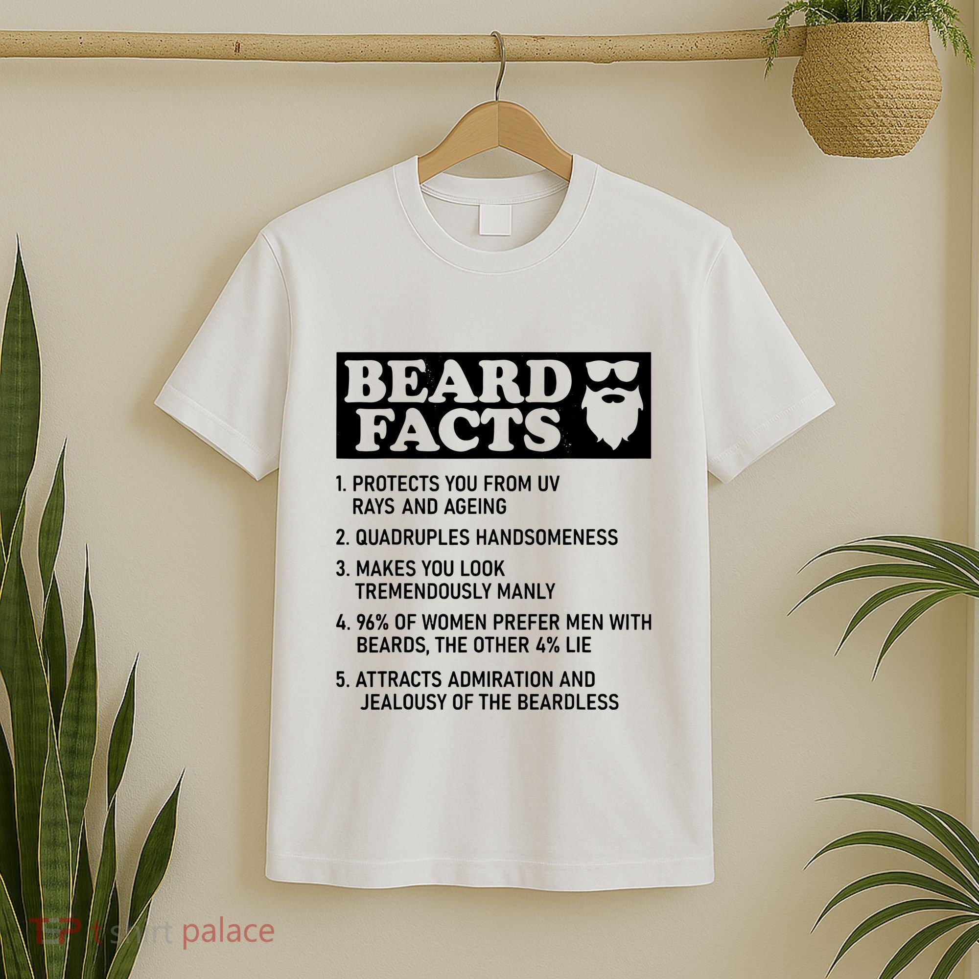 Funny Beard Facts Protects Ageing Makes Manly Bearded Dad T-Shirt