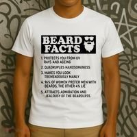 Funny Beard Facts Protects Ageing Makes Manly Bearded Dad T-Shirt thumb 3