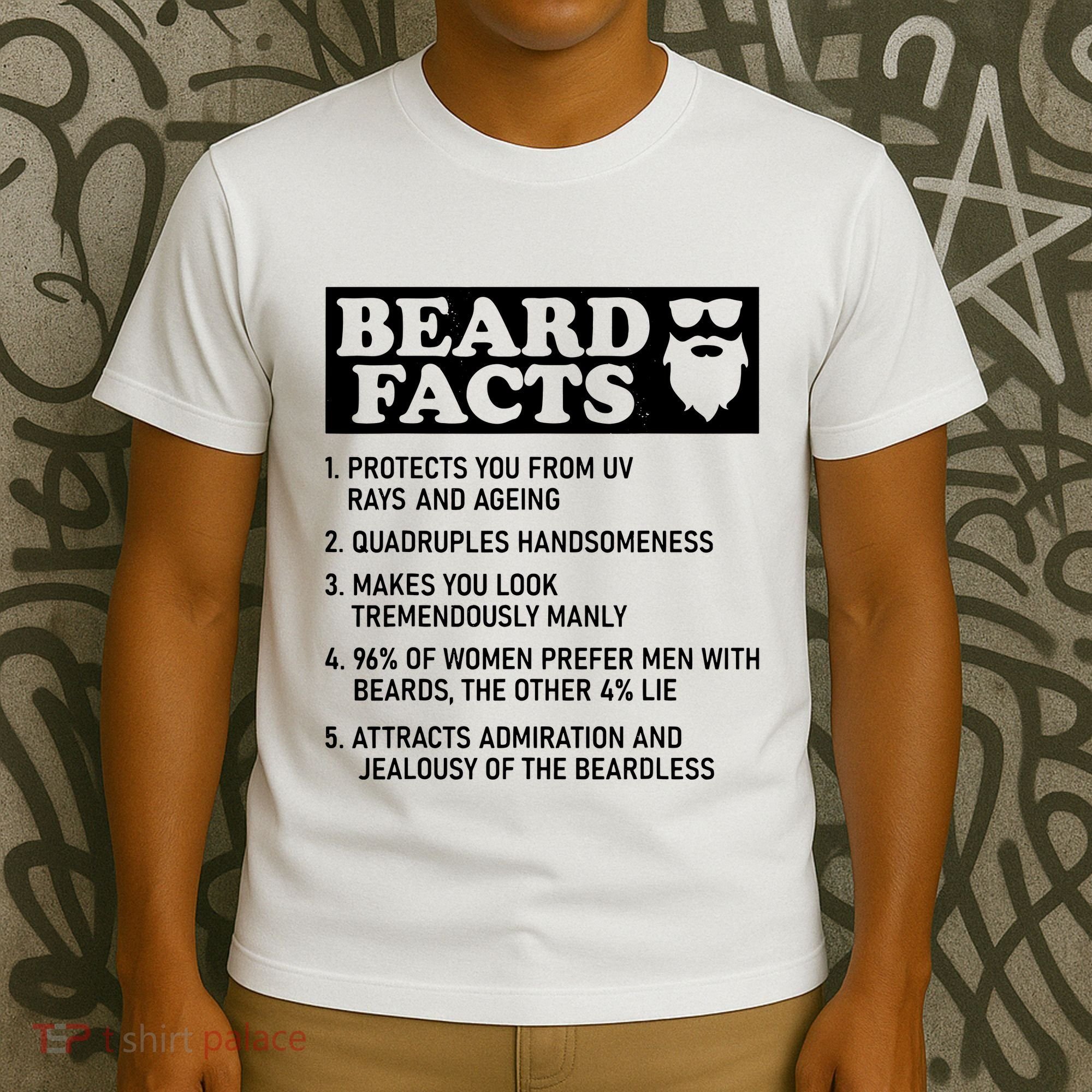 Funny Beard Facts Protects Ageing Makes Manly Bearded Dad T-Shirt