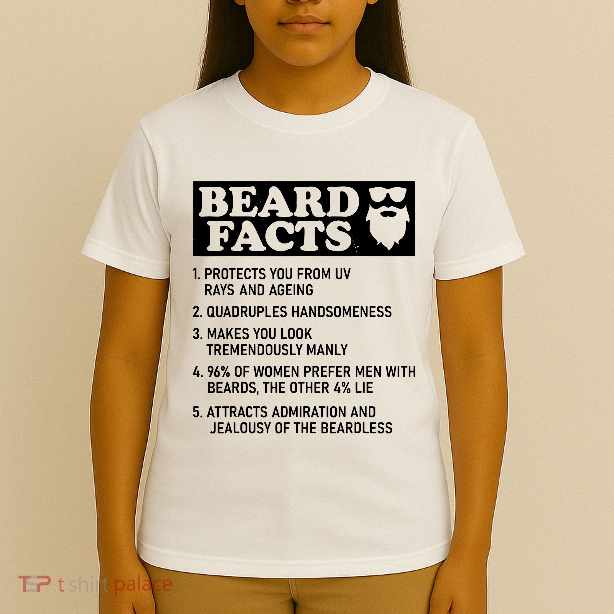 Funny Beard Facts Protects Ageing Makes Manly Bearded Dad T-Shirt