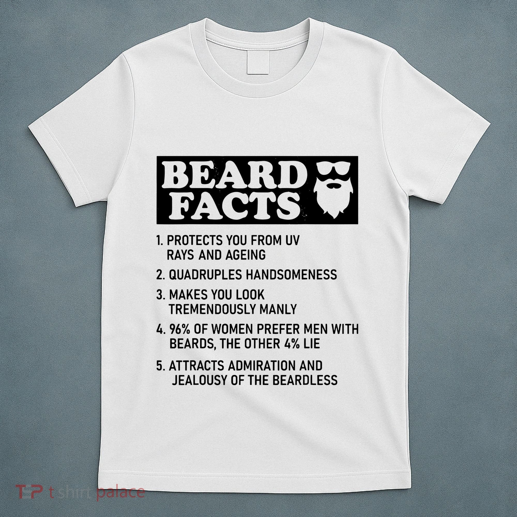 Funny Beard Facts Protects Ageing Makes Manly Bearded Dad T-Shirt