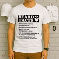Funny Beard Facts Protects Ageing Makes Manly Bearded Dad T-Shirt thumb 6