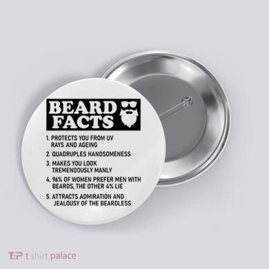 Funny Beard Facts Protects Ageing Makes Manly Bearded Dad Button