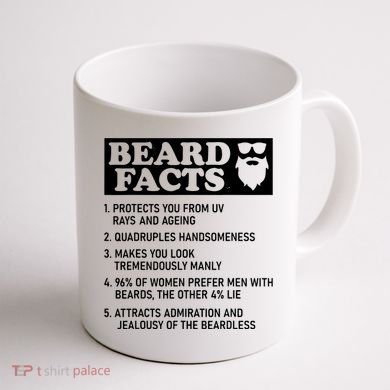Funny Beard Facts Protects Ageing Makes Manly Bearded Dad Coffee Mug back