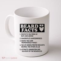 Funny Beard Facts Protects Ageing Makes Manly Bearded Dad Coffee Mug thumb 0