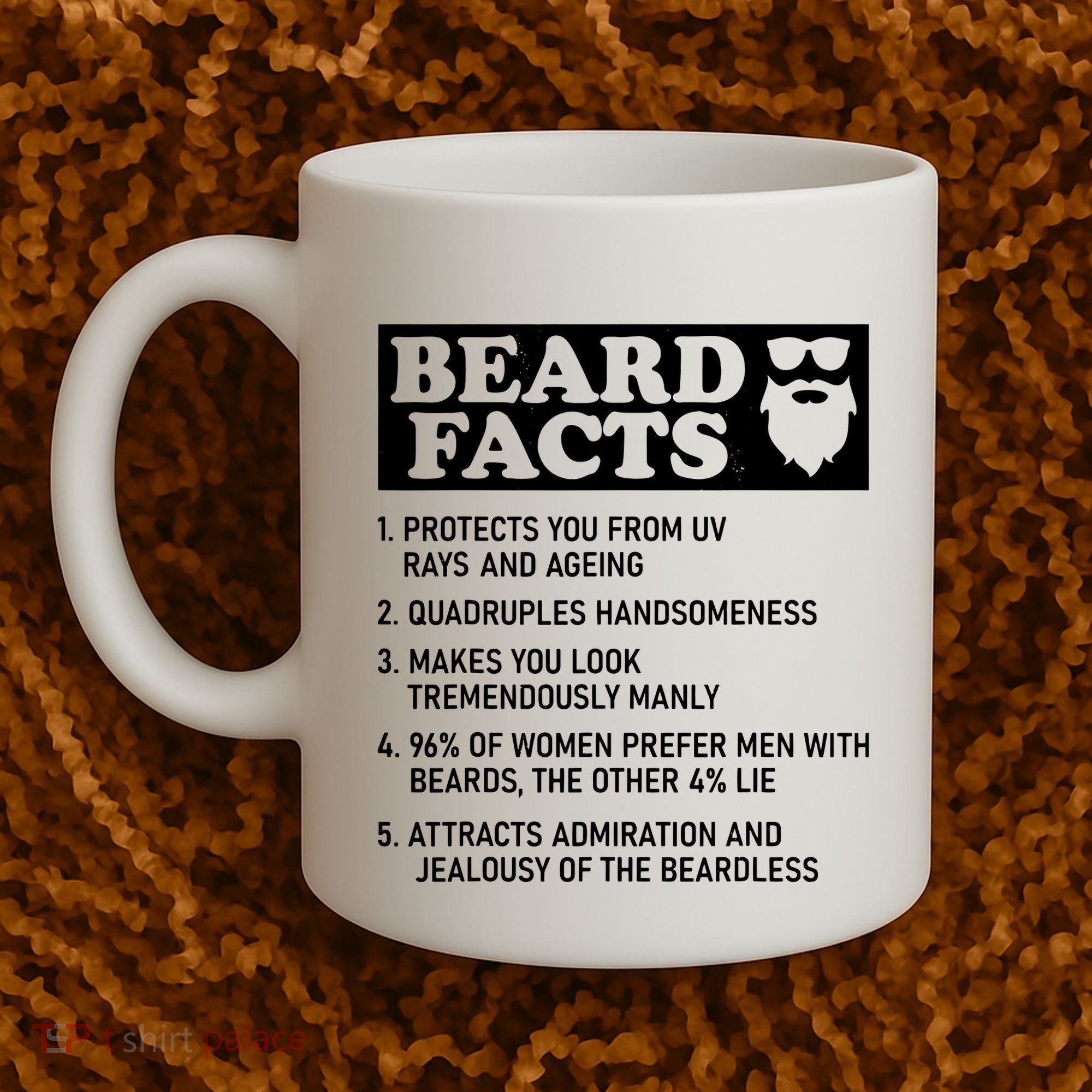 Funny Beard Facts Protects Ageing Makes Manly Bearded Dad Coffee Mug